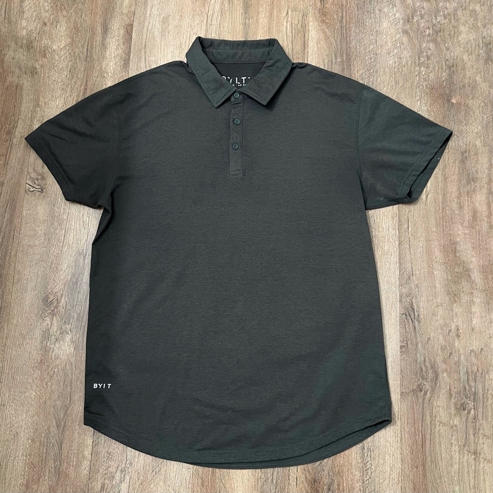 BYLT Premium Basics‎ Drop Cut Short Sleeve Polo Shirt Mens Green Size L